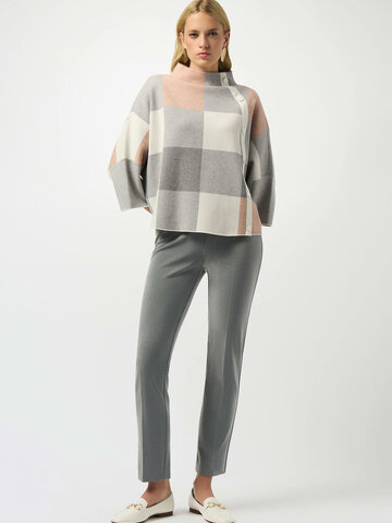 Joseph Ribkoff Plaid Jacquard Sweater Knit Top Rose Multi