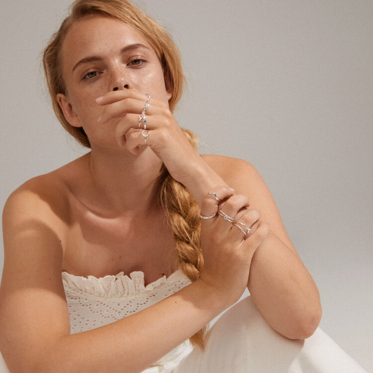 Pilgrim Jewellery LULU Recycled Organic Shaped Stack Ring Silver