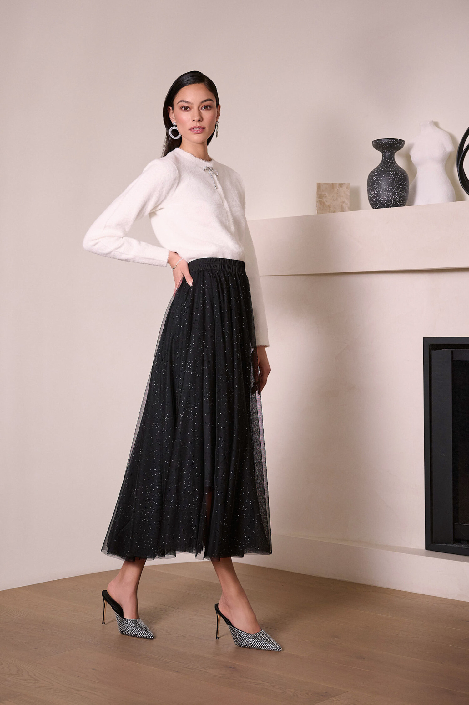 Joseph Ribkoff | Tulle Flared Skirt Black - Tryst Boutique