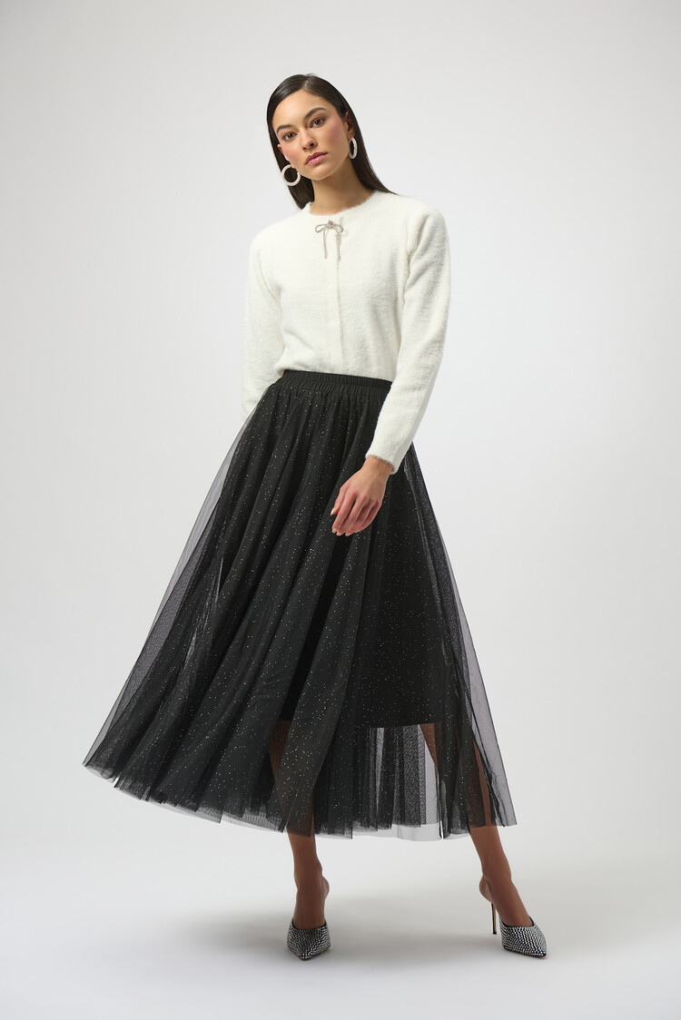 Joseph Ribkoff Tulle Flared Skirt Black