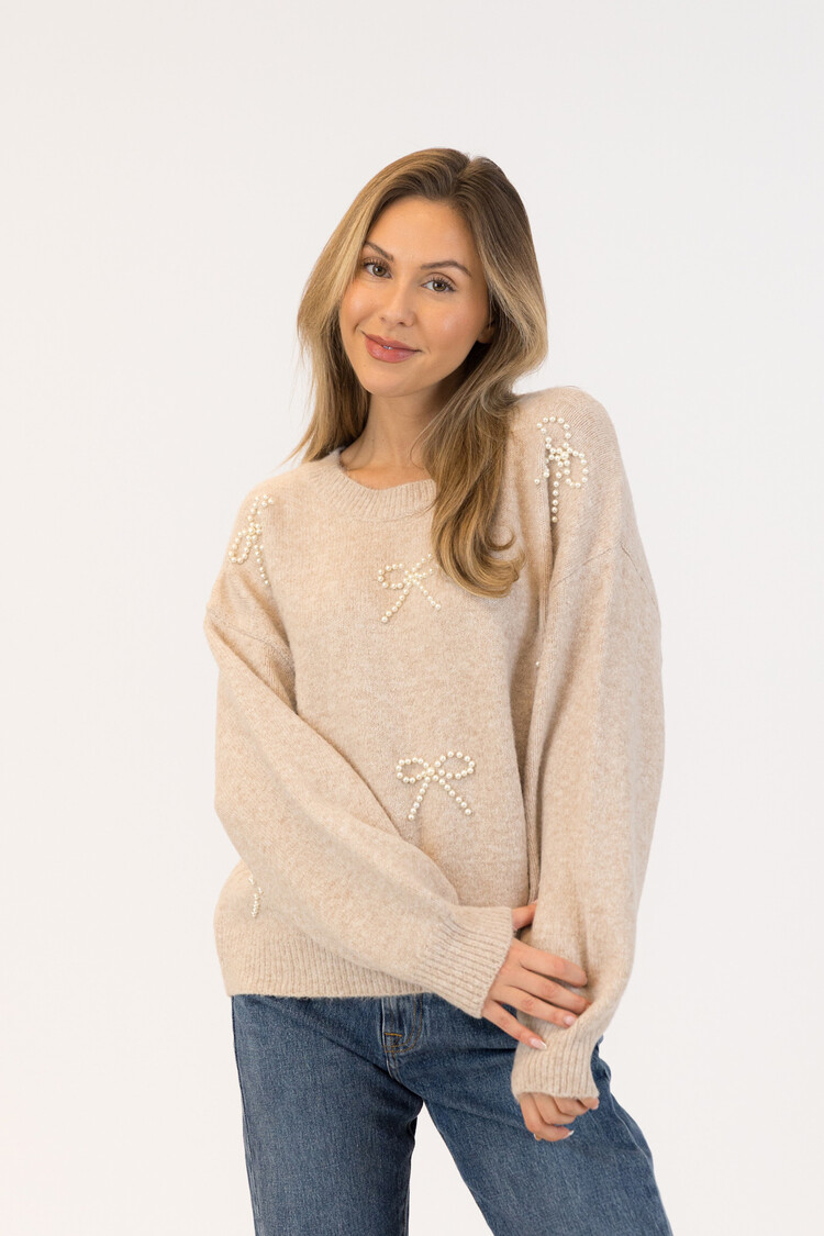 Bows Eco Crewneck Pullover Beige