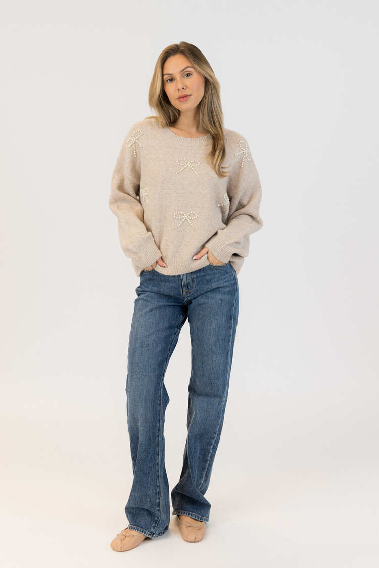 Bows Eco Crewneck Pullover Beige