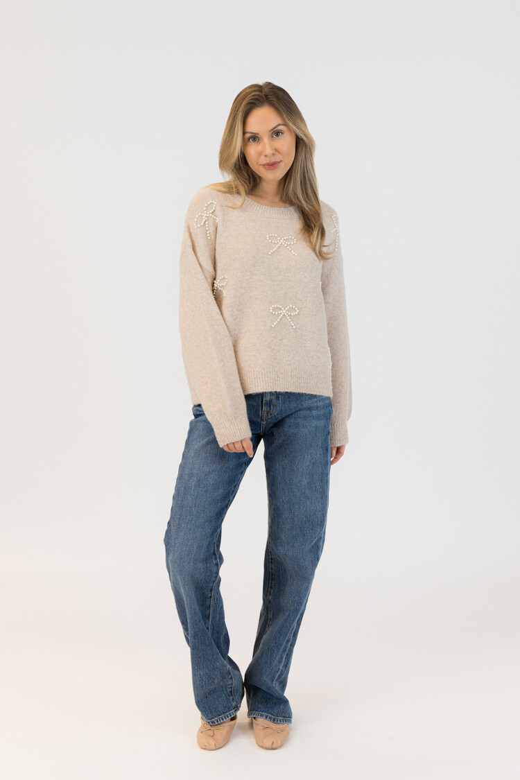 Bows Eco Crewneck Pullover Beige