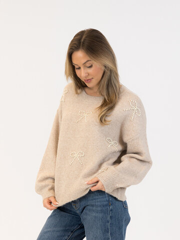 Bows Eco Crewneck Pullover Beige