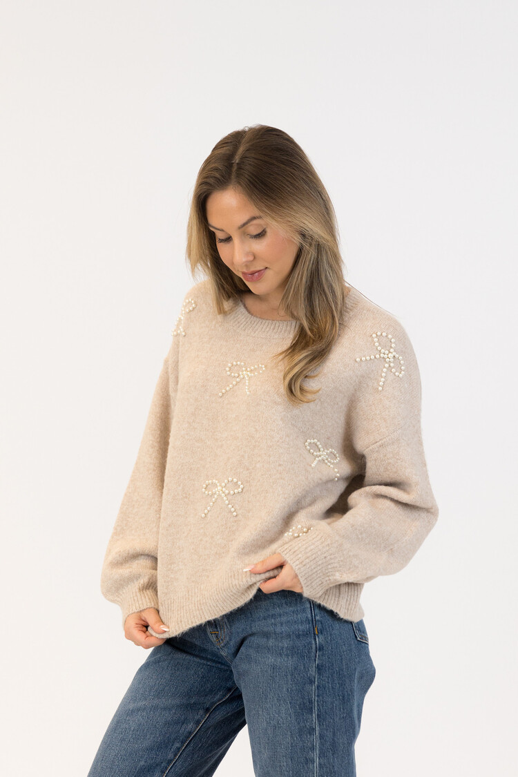Bows Eco Crewneck Pullover Beige