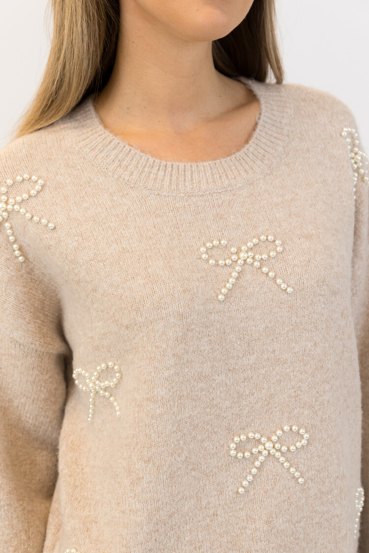 Bows Eco Crewneck Pullover Beige