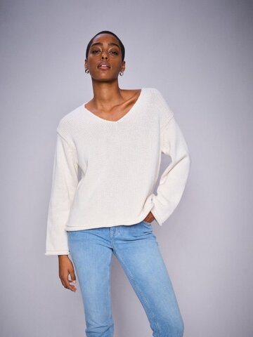 Mos Mosh Bine LS V-neck Knit Ecru