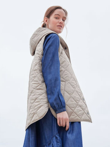 Ilse Jacobsen Quilted Long Vest Greige