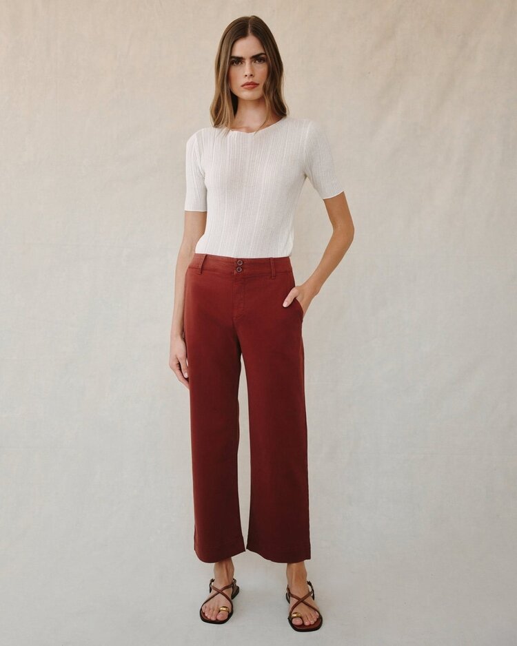 Bella Dahl Saige Wide Leg Crop Harvest Red