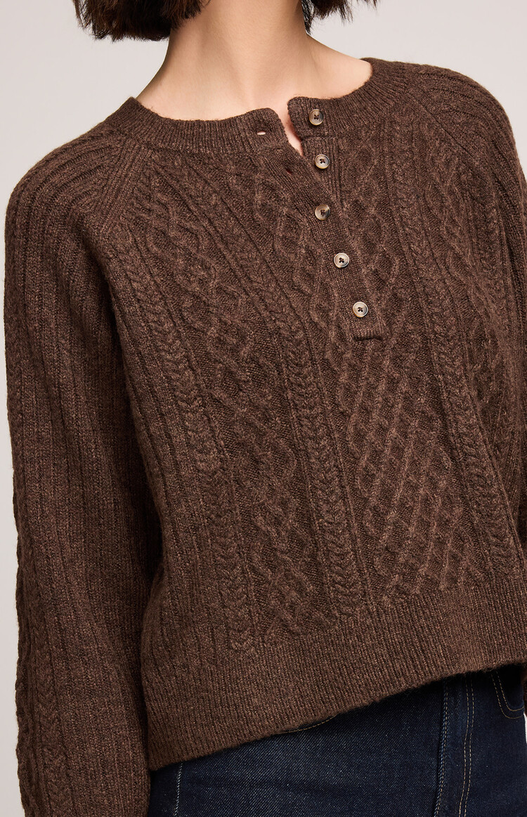 Gentle Fawn Aspen Cable Knit Sweater Heather Chocolate