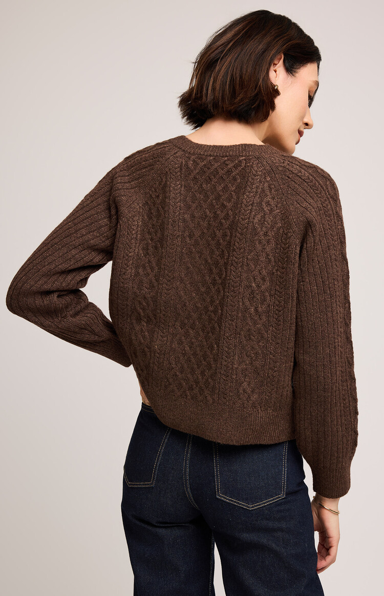 Gentle Fawn Aspen Cable Knit Sweater Heather Chocolate
