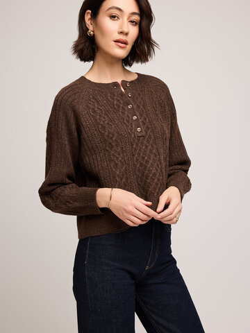 Gentle Fawn Aspen Cable Knit Sweater Heather Chocolate