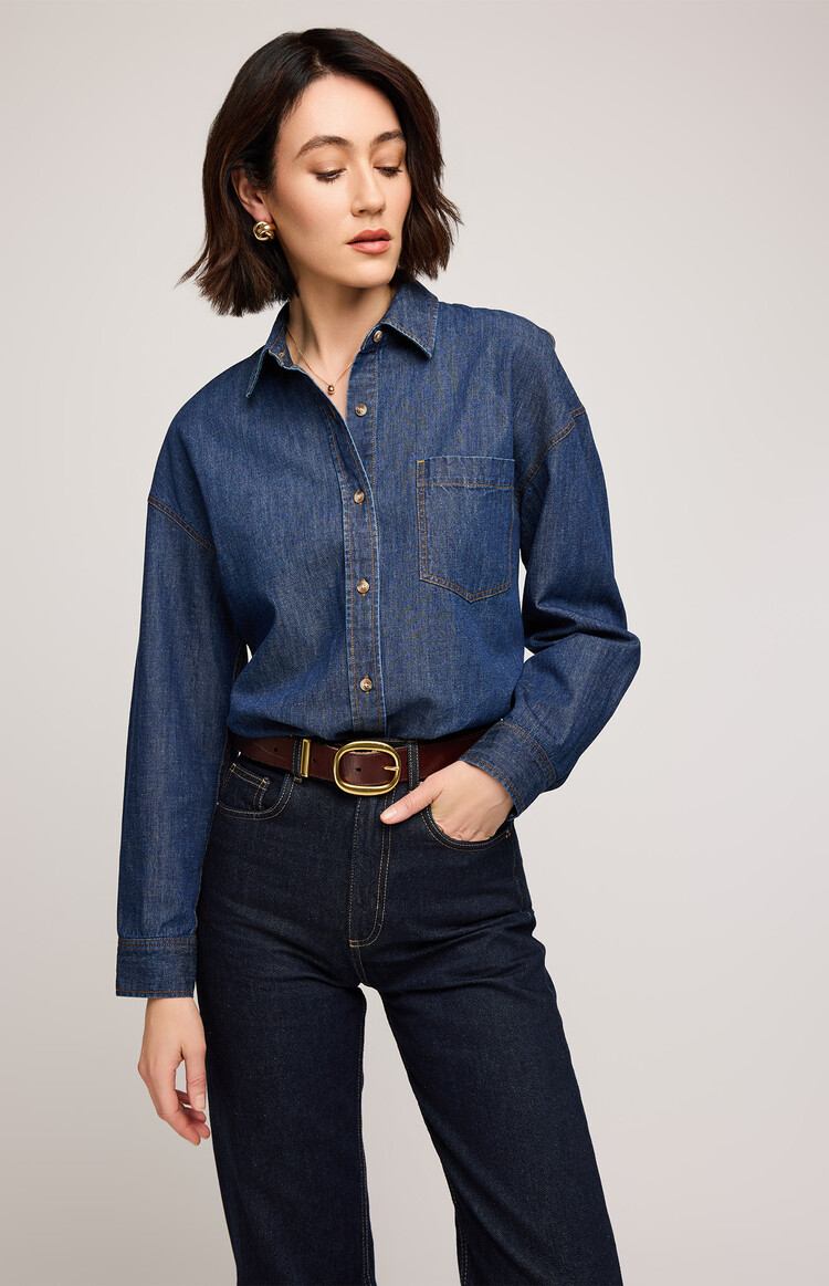 Gentle Fawn Whitney Denim Button Down Shirt Dark Wash