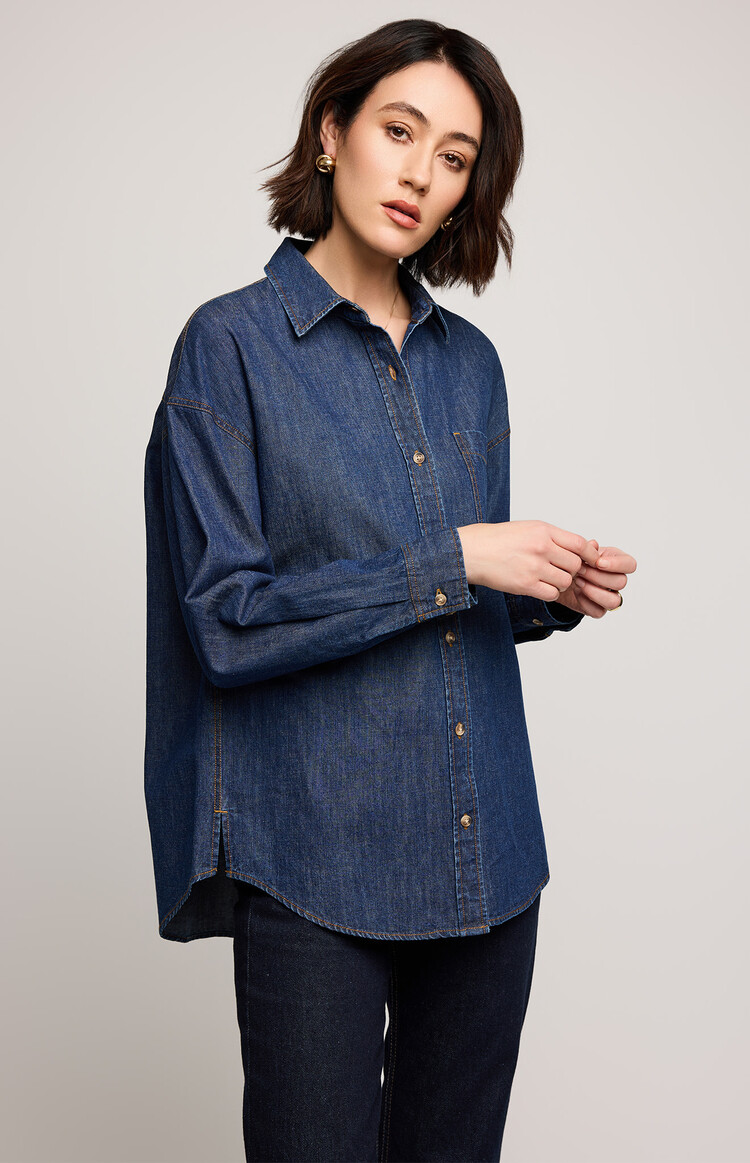 Gentle Fawn Whitney Denim Button Down Shirt Dark Wash