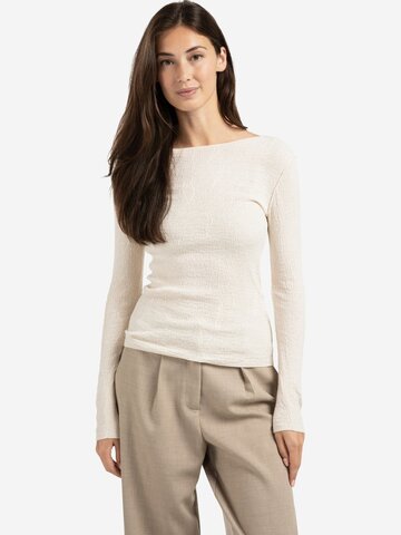 Yaya Fine Knitted Top with Texture and Long Sleeves Chalk White
