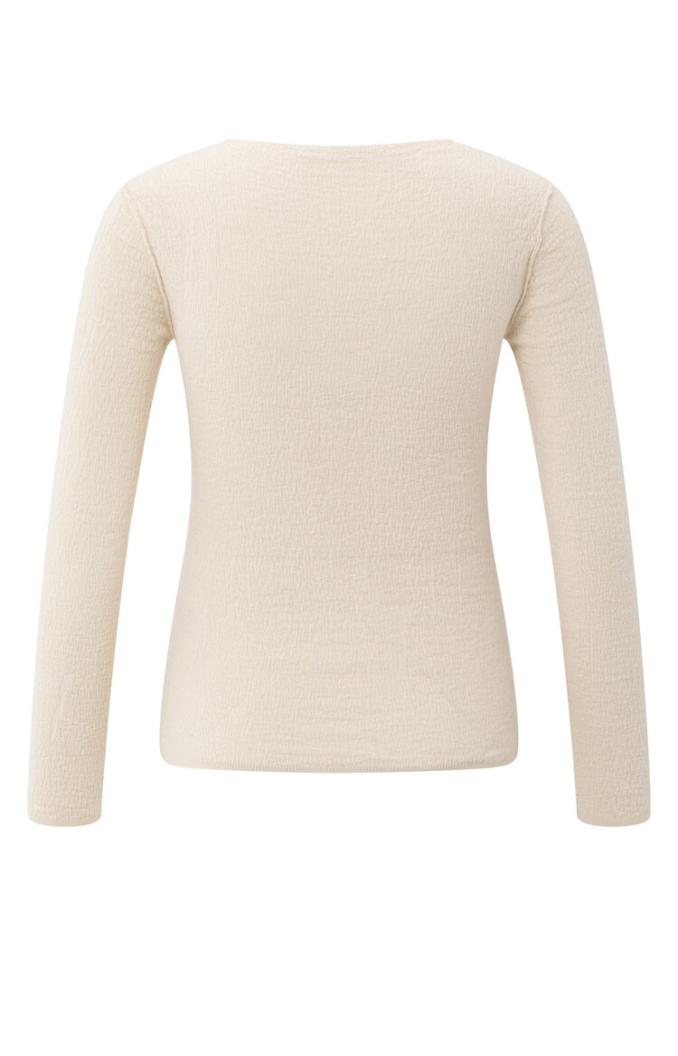 Yaya Fine Knitted Top with Texture and Long Sleeves Chalk White