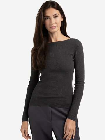 Yaya Fine Knitted Top with Texture and Long Sleeves Oyster Black