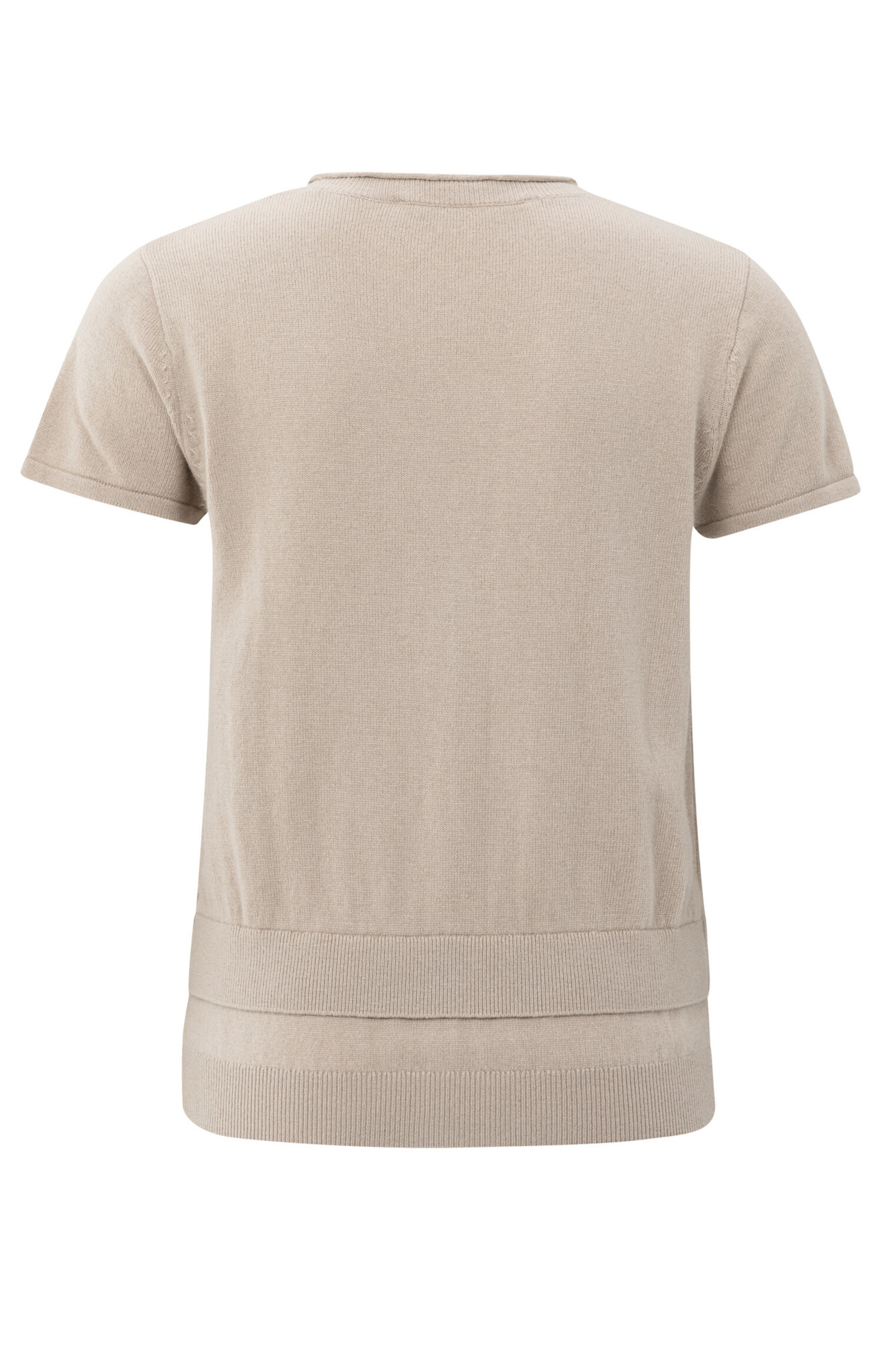 Yaya | Knitted Top with Double Hem and Button Details Sand