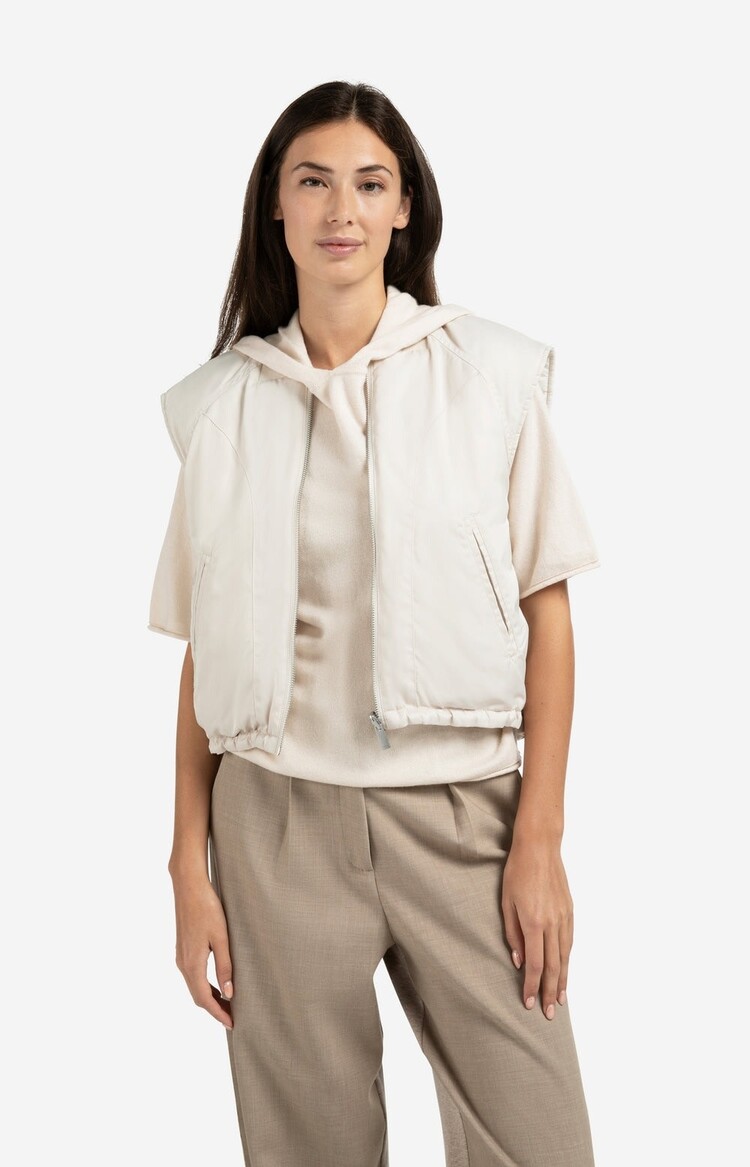 Yaya Reversible Padded Bodywarmer with Zip Closure Beige