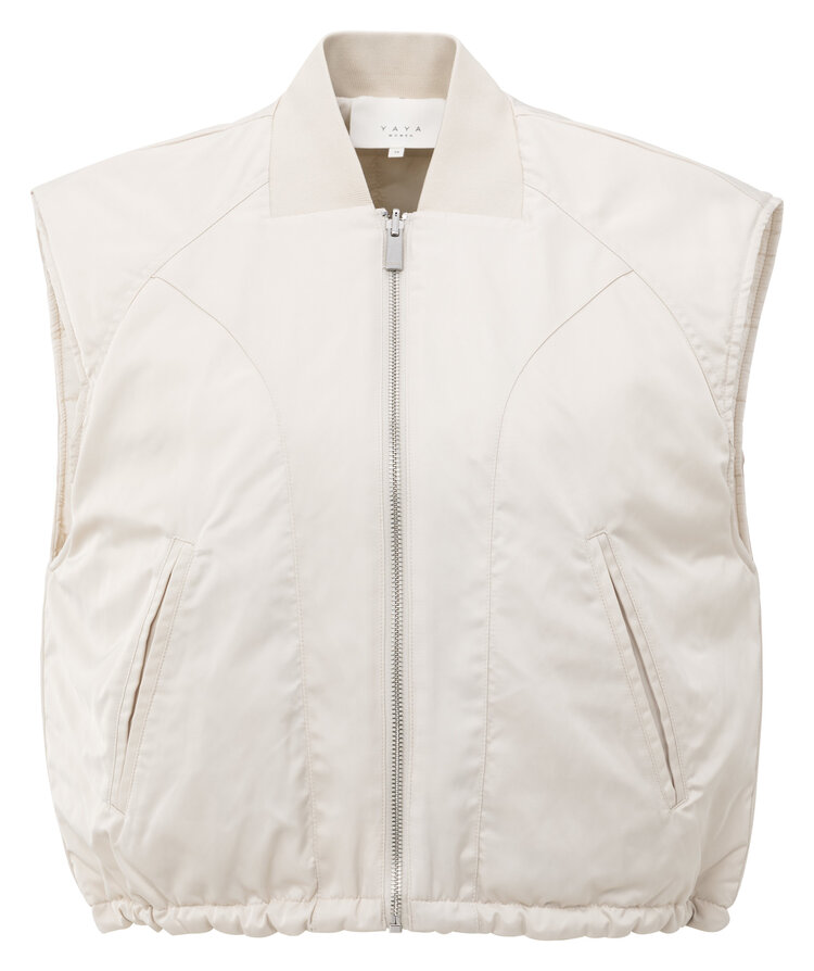 Yaya Reversible Padded Bodywarmer with Zip Closure Beige