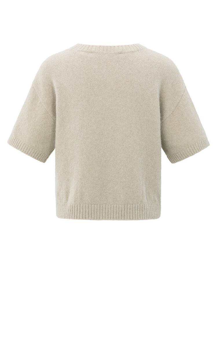 Yaya Short Sleeve Sweater with Artwork Beige Melange