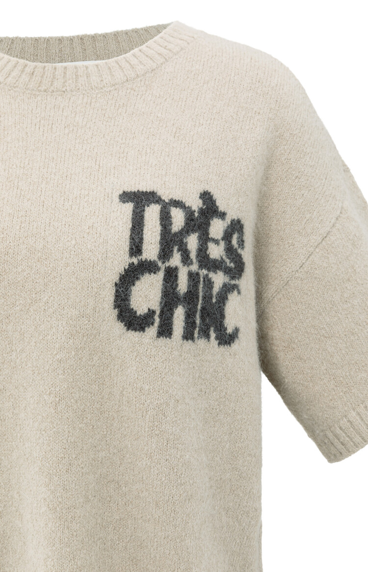 Yaya Short Sleeve Sweater with Artwork Beige Melange