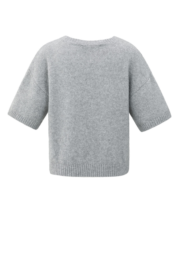 Yaya Short Sleeve Sweater with Artwork Light Grey
