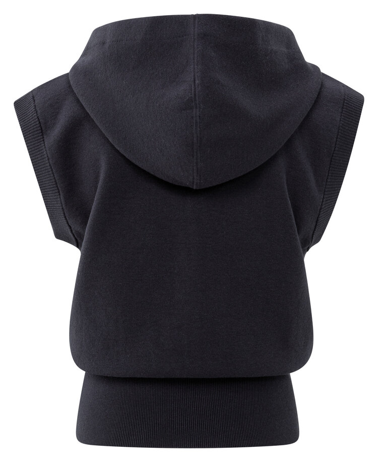 Yaya Sleeveless Hoodie with Zipper and Hood Inkwell Blue