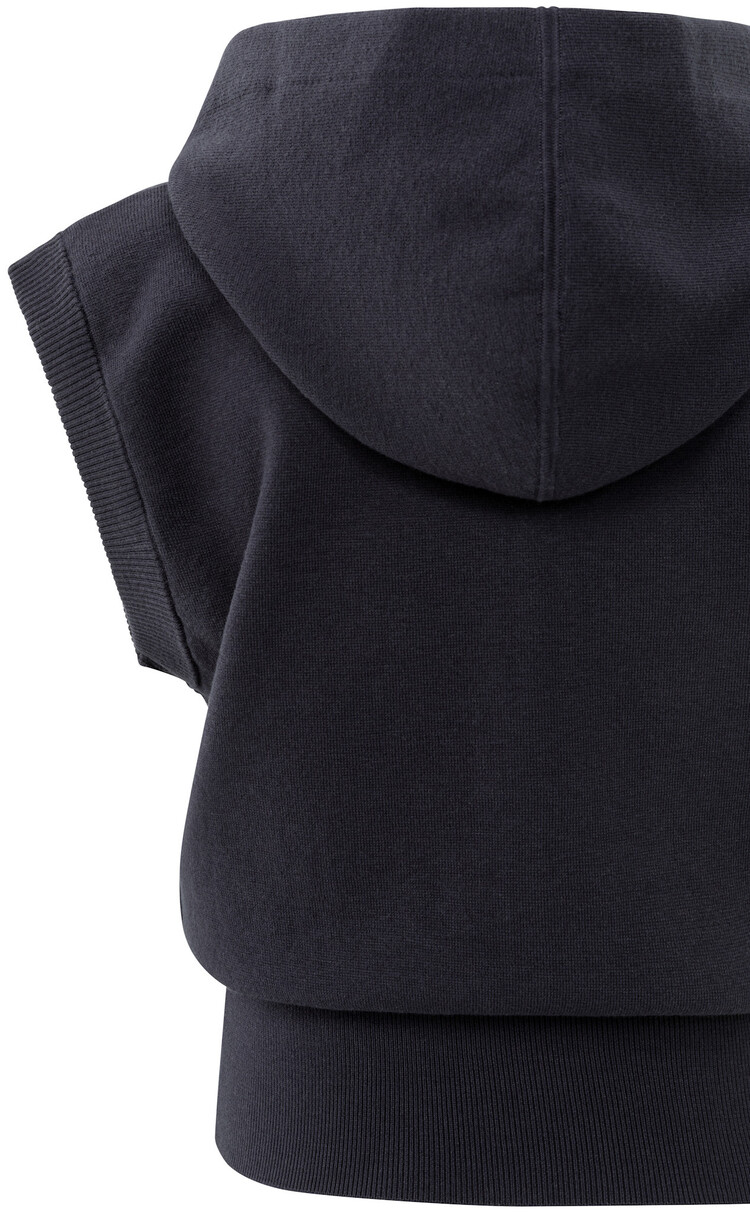 Yaya Sleeveless Hoodie with Zipper and Hood Inkwell Blue