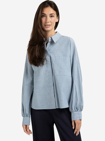 Yaya Striped Blouse with Chest Pocket and Long Sleeves Vintage Blue