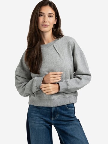 Yaya Sweatshirt with Pleat Details and Side Drawstring Medium Grey Melange