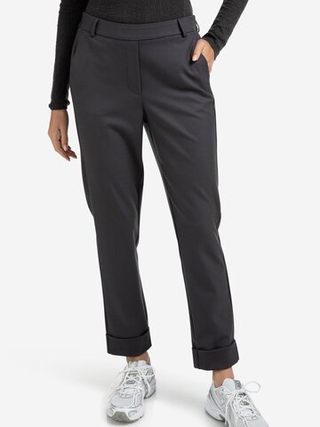 Yaya Trousers with Elastic Waistband and Turned-Up Hem Oyster Black