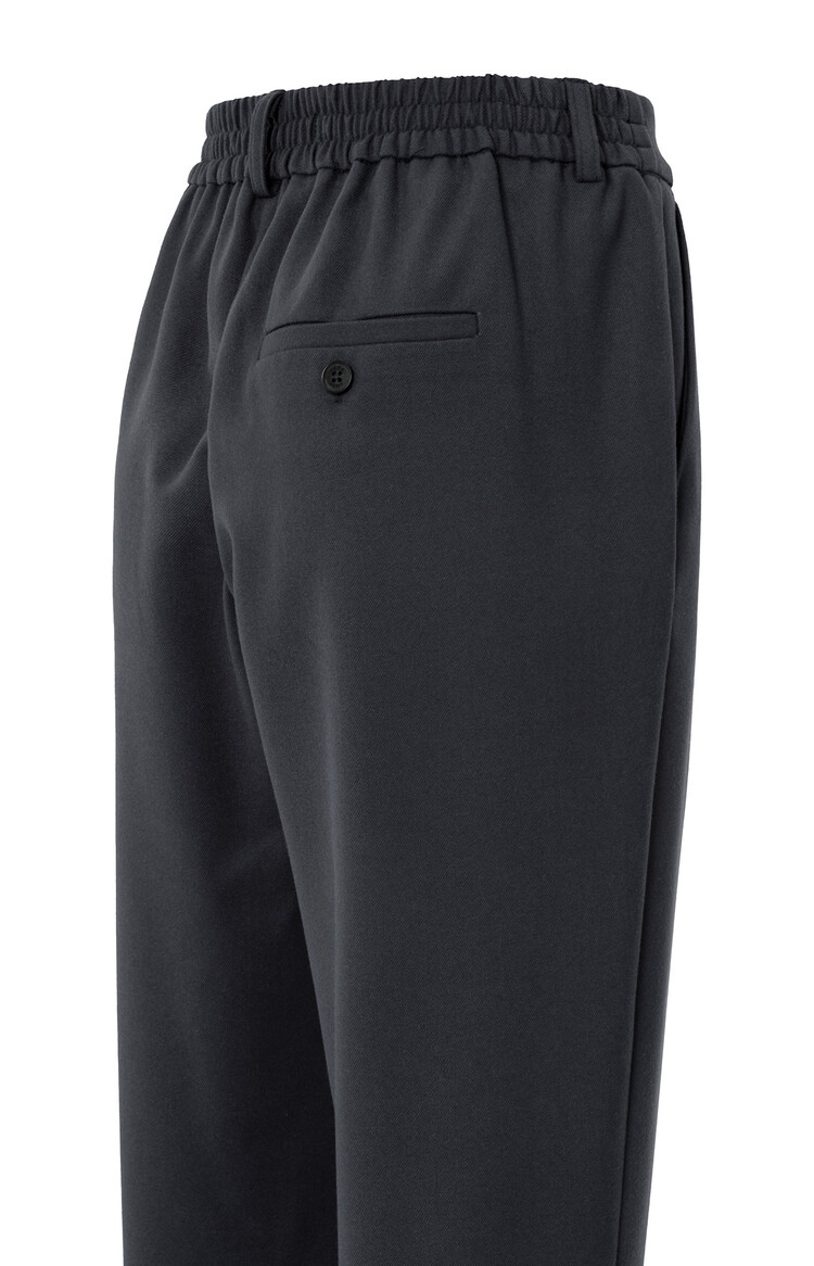 Yaya Trousers with Elastic Waistband and Turned-Up Hem Oyster Black