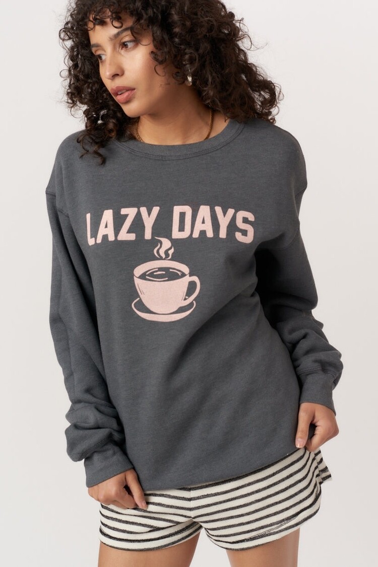 Project Social T Lazy Days/Wild Nights Reversible Sweatshirt Black Pearl