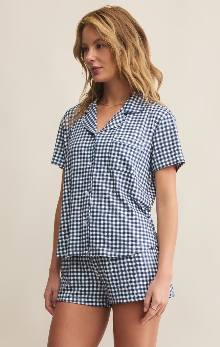 ZSupply Amy Gingham Top Yacht Blue