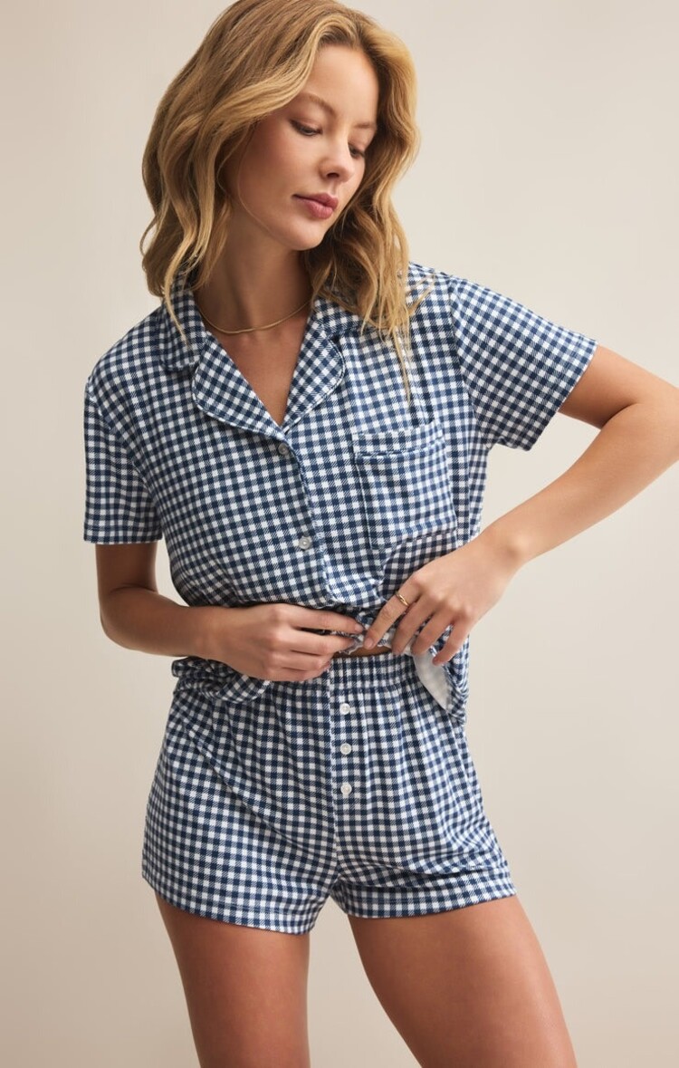 ZSupply Amy Gingham Top Yacht Blue
