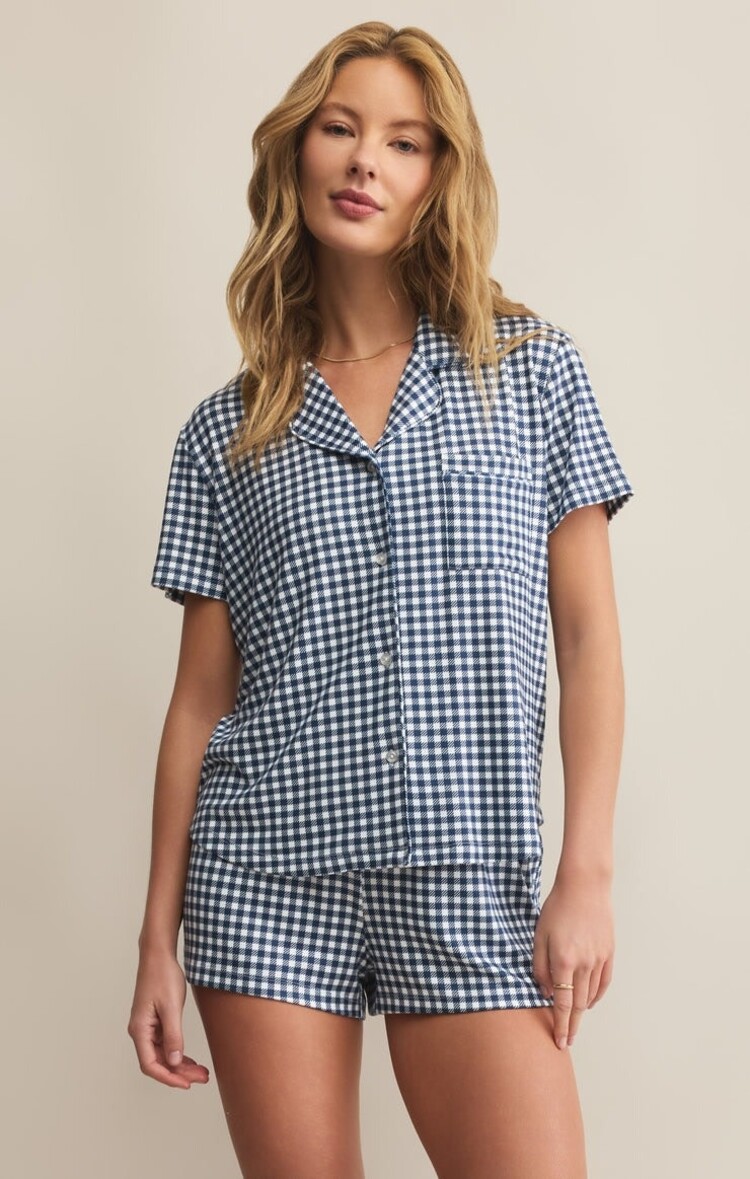 ZSupply Amy Gingham Top Yacht Blue