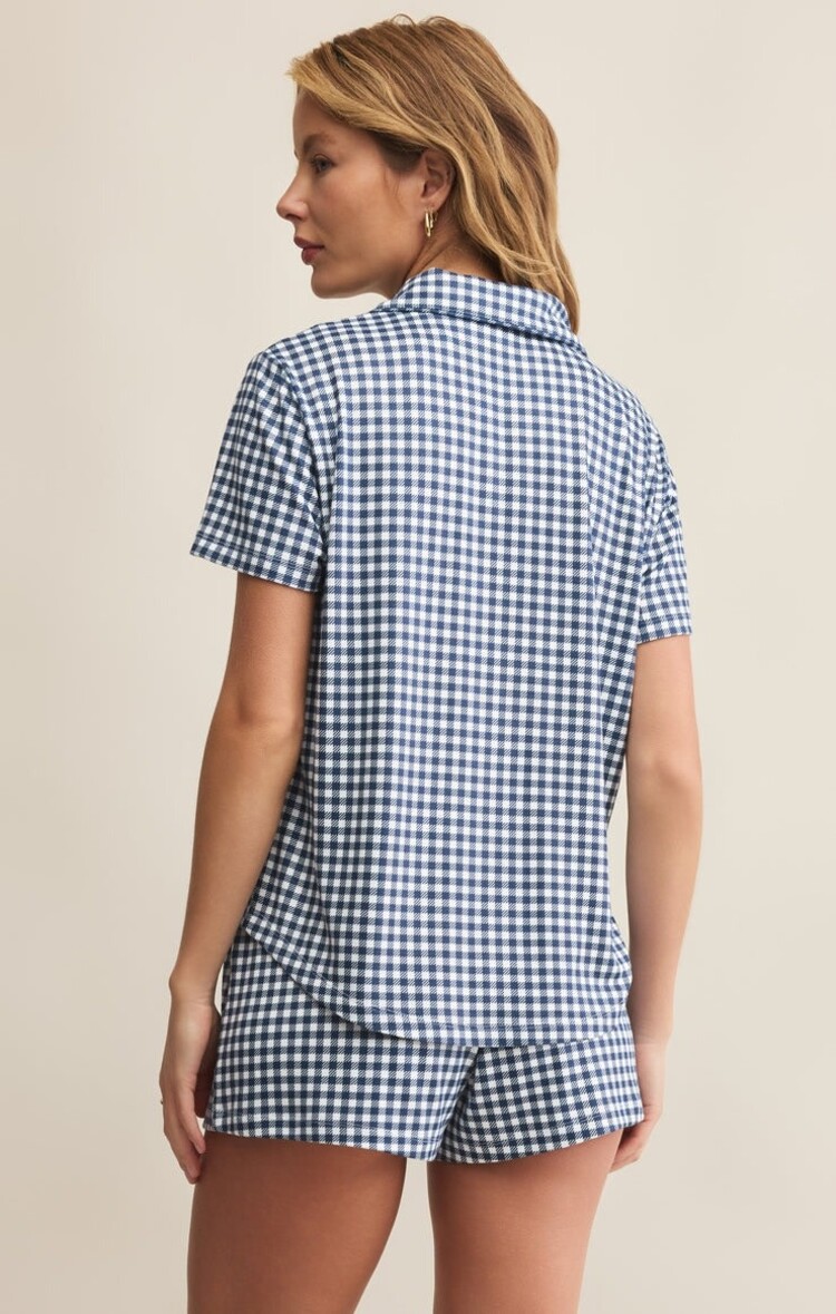 ZSupply Amy Gingham Top Yacht Blue
