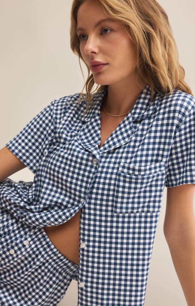 ZSupply Amy Gingham Top Yacht Blue