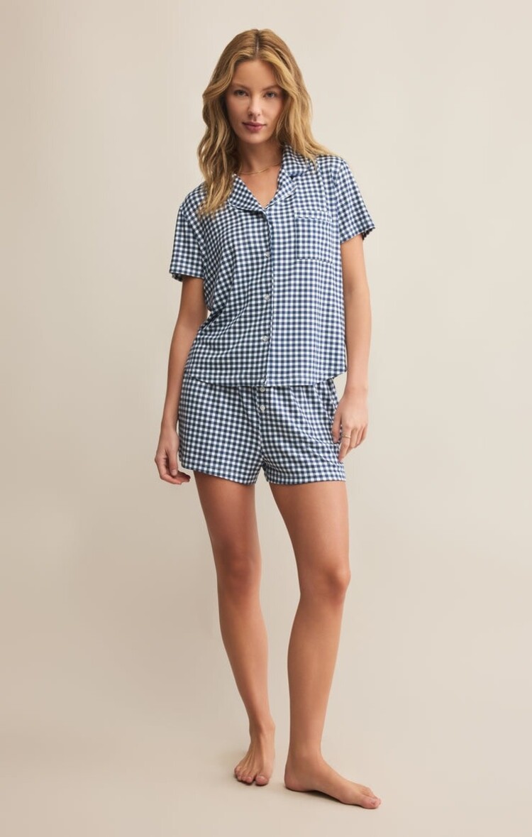 ZSupply Amy Gingham Top Yacht Blue