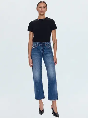 Pistola Lexi Mid Rise Bowed Straight Pant Artisan