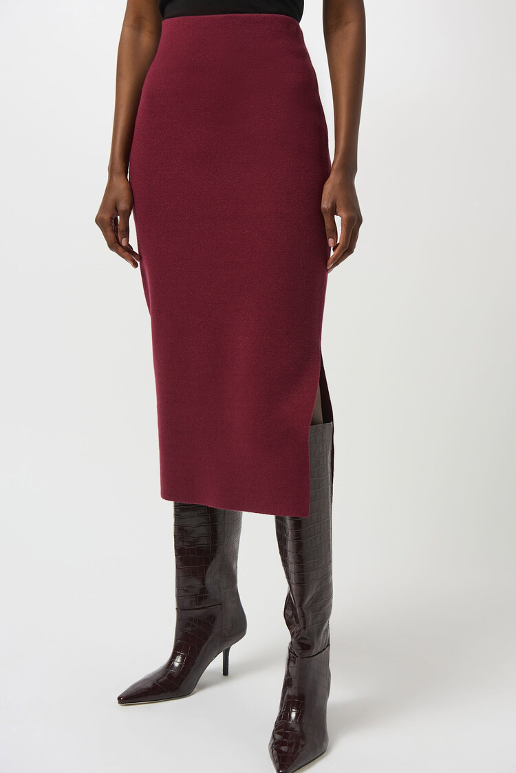 Joseph Ribkoff Sweater Knit Midi Skirt Merlot