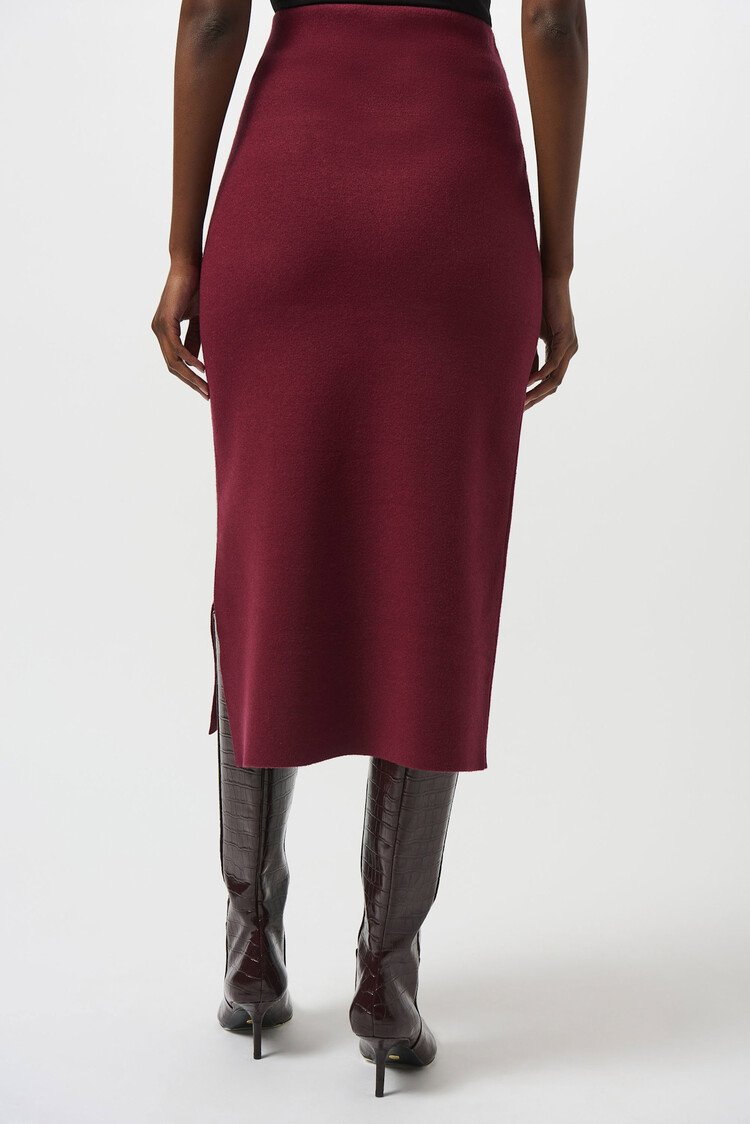 Joseph Ribkoff Sweater Knit Midi Skirt Merlot