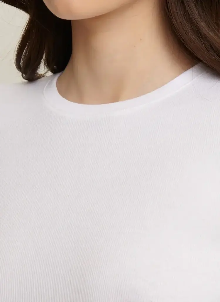 Patrick Assaraf Pima Cotton Stretch Ribbed T-Shirt White