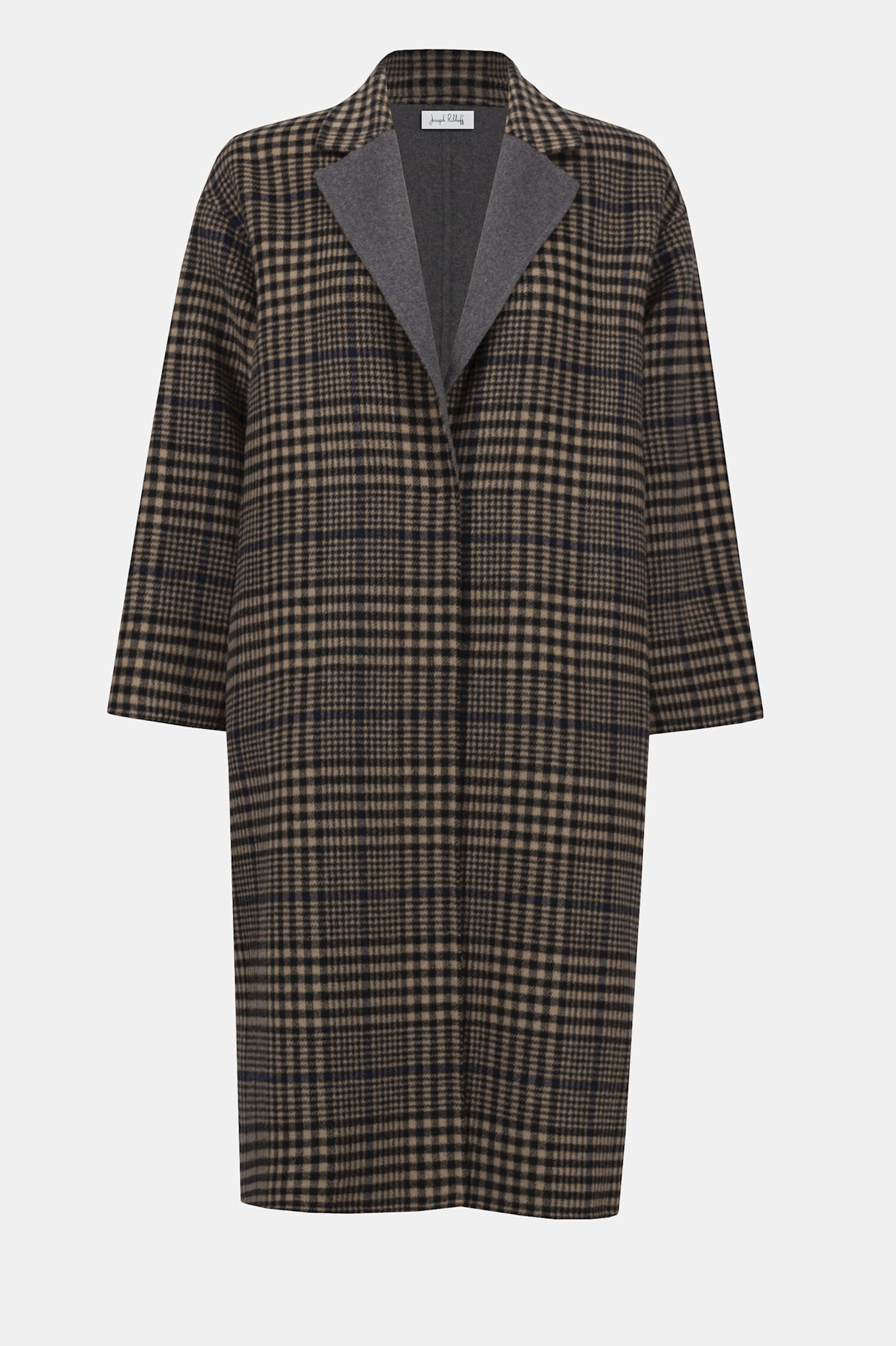 Joseph Ribkoff | Wool Blend Plaid Double-Faced Coat Camel/Multi