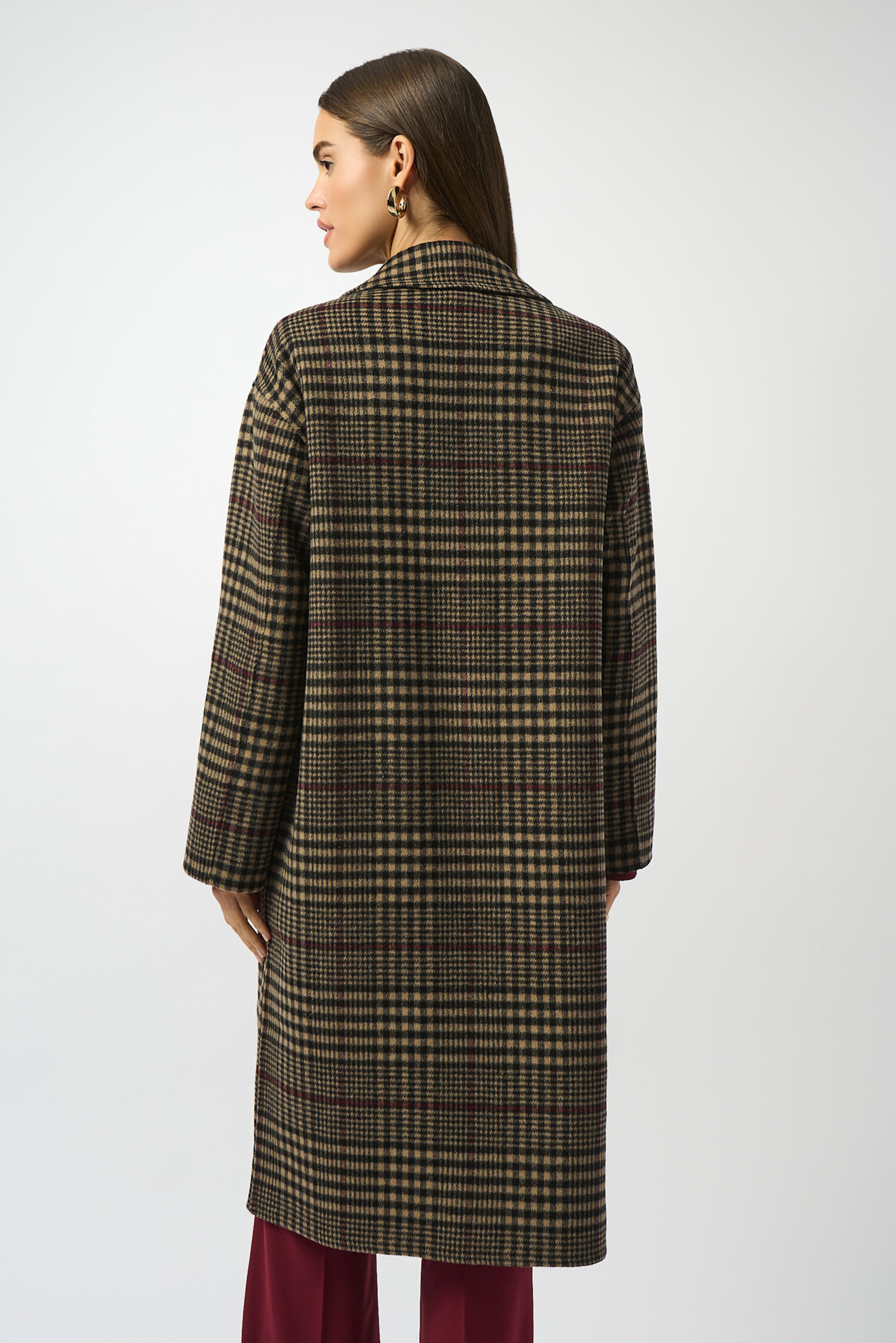 Joseph Ribkoff | Wool Blend Plaid Double-Faced Coat Camel/Multi