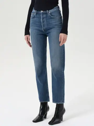 Agolde 90's Pinch Waist Crop in Overcast