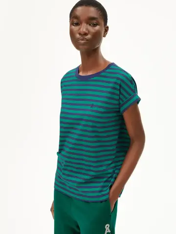 Armed Angels Idaara Stripes Shirts Emerald Green-Blue Noon