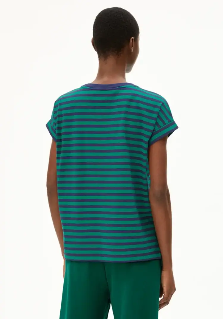 Armed Angels Idaara Stripes Shirts Emerald Green-Blue Noon