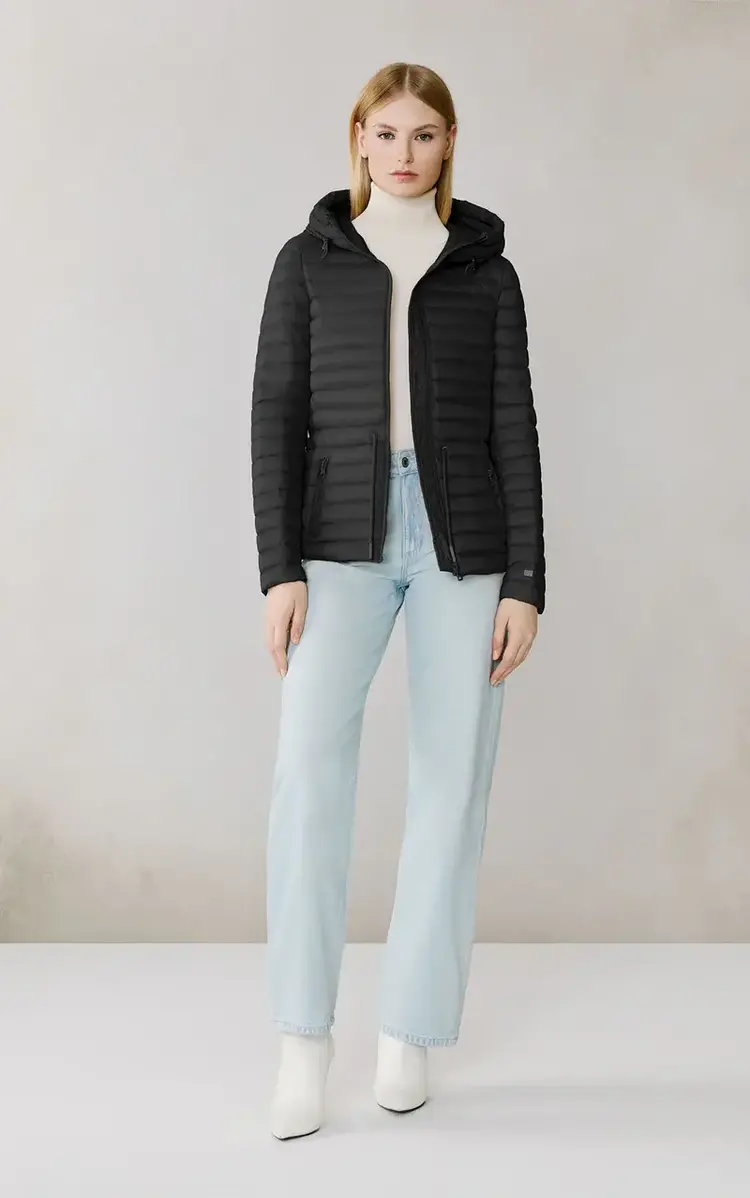 Soia & Kyo AYLEEN Packable Down Cinch-Waist Jacket Black